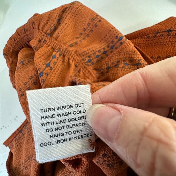 E & M Rust & Black Aztec Print V-Neck Spaghetti Strap Pockets Tie Waist Jumpsuit - Picture 12 of 16